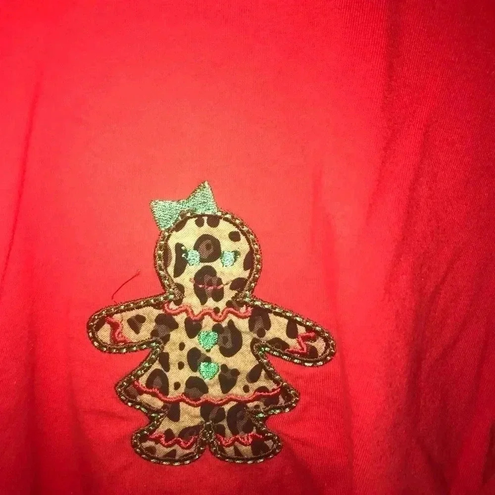 GIRLS GINGERBREAD PERSON SHIRT SIZE 140 EUC - Picture 3 of 6